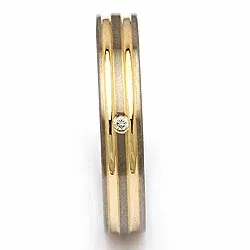 Trouwring in titanium en goud 0,025 ct