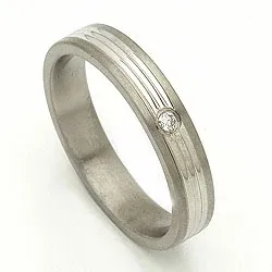 Trouwring in 14 karaat titanium en witgouden 0,025 ct