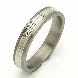 Trouwring in 14 karaat titanium en witgouden 0,025 ct