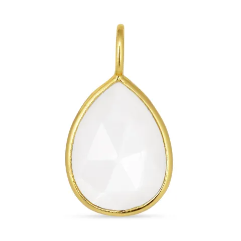 druppel witte maansteen hanger in verguld sterlingzilver