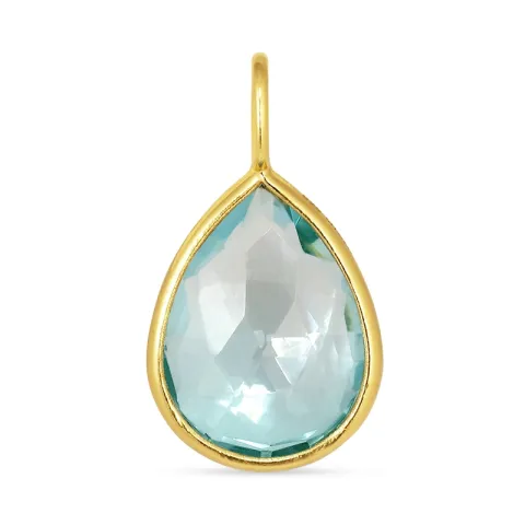 druppel blauwe kristal hanger in verguld sterlingzilver