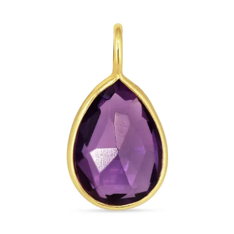 druppel paarse amethist hanger in verguld sterlingzilver