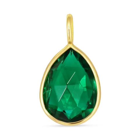 druppel donkergroen kristal hanger in verguld sterlingzilver
