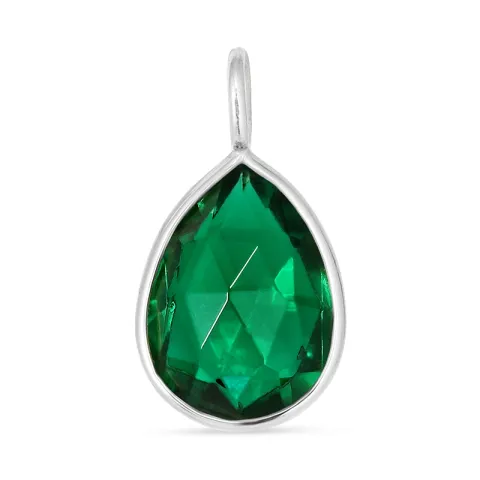 druppel donkergroen kristal hanger in zilver