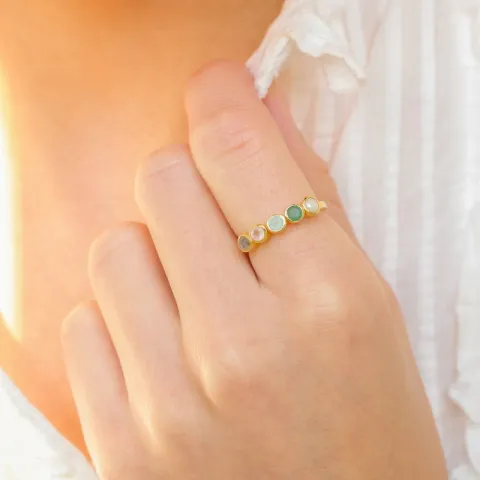 veelkleurig ring in verguld sterlingzilver
