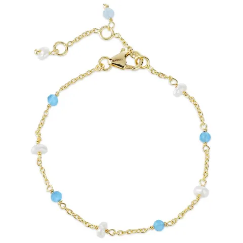 blauwe caledoniet armband in verguld sterlingzilver - Loom Stones