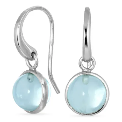 rond blauwe kristal oorbellen in zilver