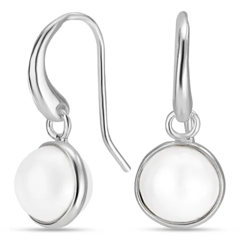 rond parel oorbellen in zilver - Loom Stones