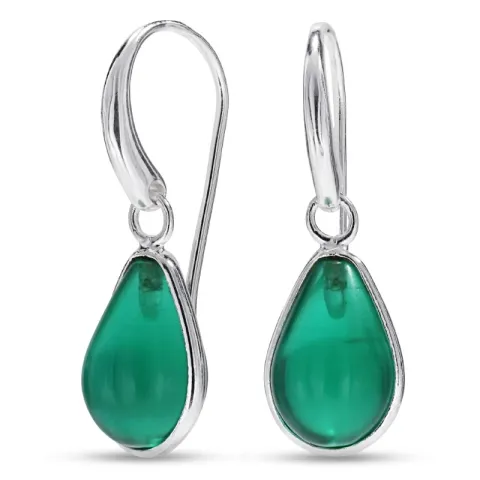 druppel aqua kristal oorbellen in zilver - Loom Stones