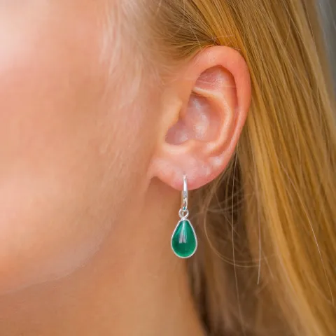 druppel aqua kristal oorbellen in zilver - Loom Stones