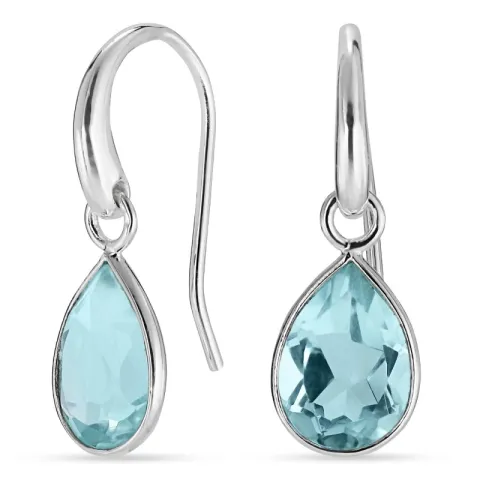 druppel blauwe kristal oorbellen in zilver