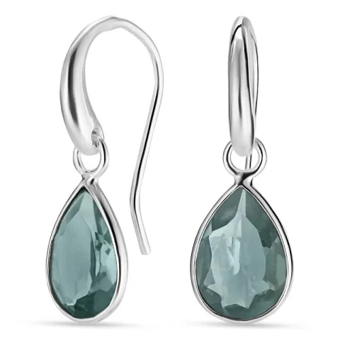 druppel aqua kristal oorbellen in zilver