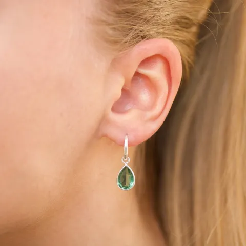 druppel aqua kristal oorbellen in zilver