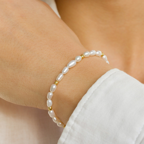 parel armband in verguld sterlingzilver