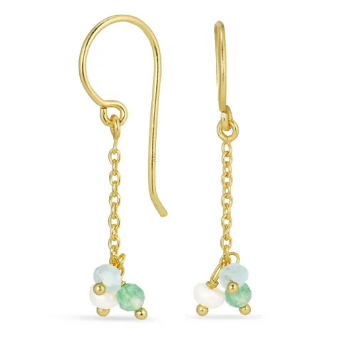 lange ketting oorbellen in verguld sterlingzilver - Loom Stones