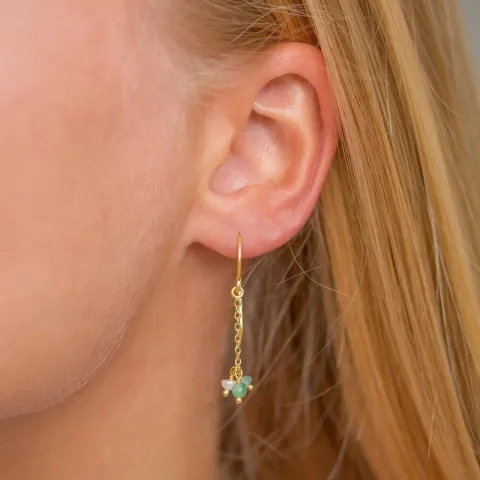 lange ketting oorbellen in verguld sterlingzilver - Loom Stones