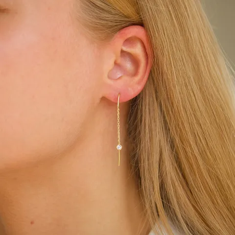 witte zirkoon ketting oorbellen in verguld zilver