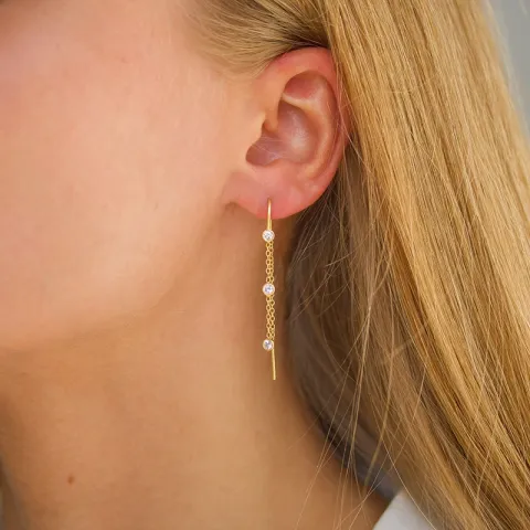 witte zirkoon ketting oorbellen in verguld zilver