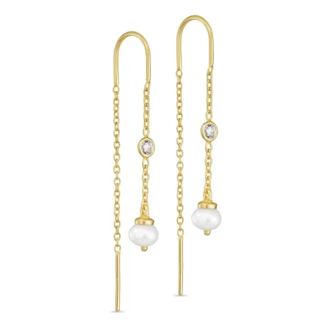 parel ketting oorbellen in verguld zilver