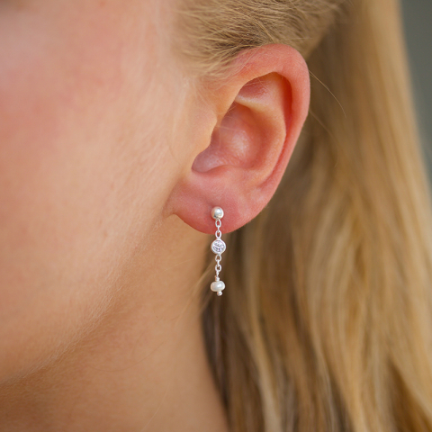 witte zirkoon ketting oorbellen in zilver