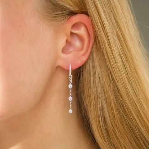 witte zirkoon ketting oorbellen in zilver