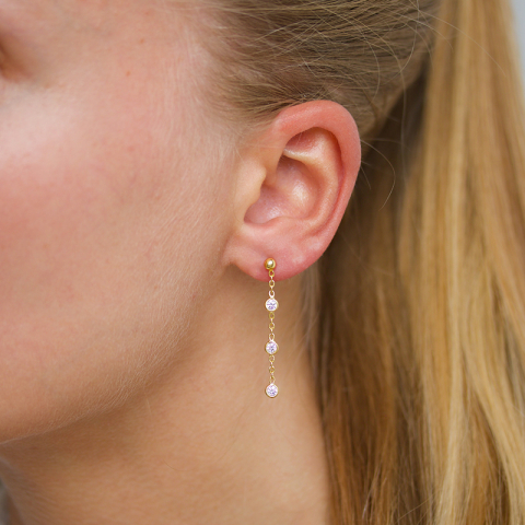 witte zirkoon ketting oorbellen in verguld zilver