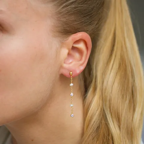 witte zirkoon ketting oorbellen in verguld zilver