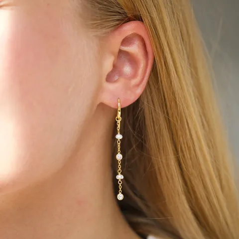 witte zirkoon ketting oorbellen in verguld sterlingzilver