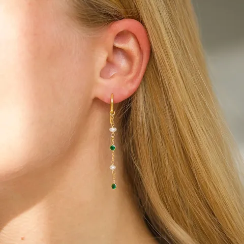 groen kristal ketting oorbellen in verguld zilver