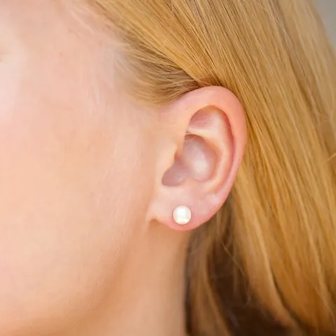 6 mm parel oorsteker in verguld zilver