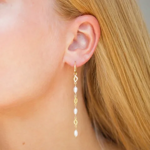 parel ketting oorbellen in verguld zilver