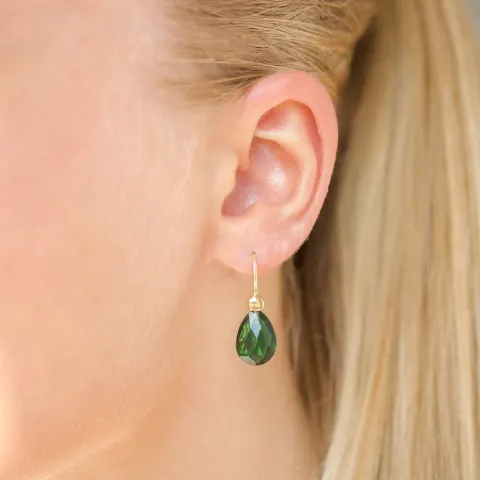 groen kristal oorbellen in verguld zilver - Loom Stones
