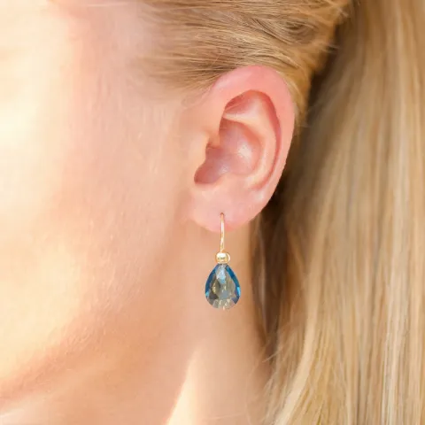 donkerblauw kristal oorbellen in verguld zilver - Loom Stones
