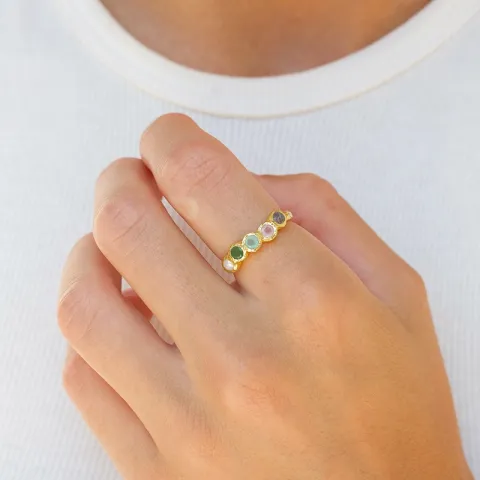 veelkleurig ring in verguld sterlingzilver