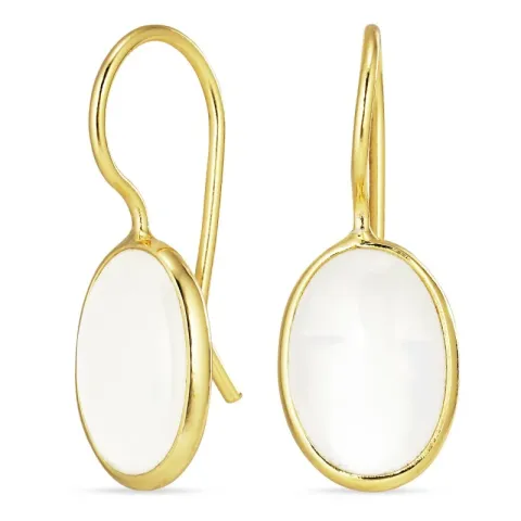 ovaal maansteen oorbellen in verguld zilver - Loom Stones