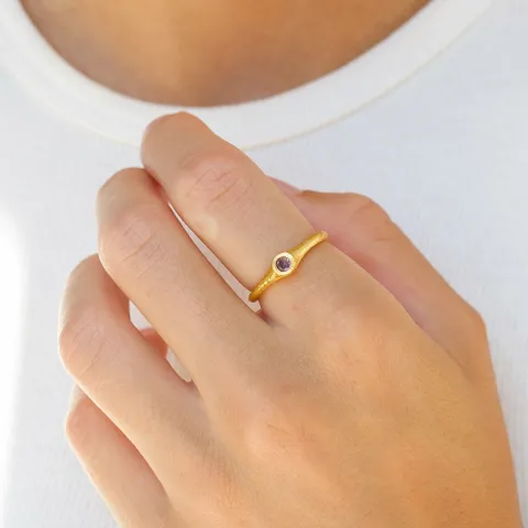 pink kristal ring in verguld sterlingzilver