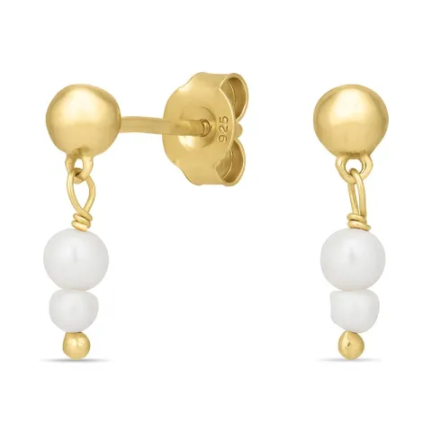 witte parel oorbellen in verguld zilver