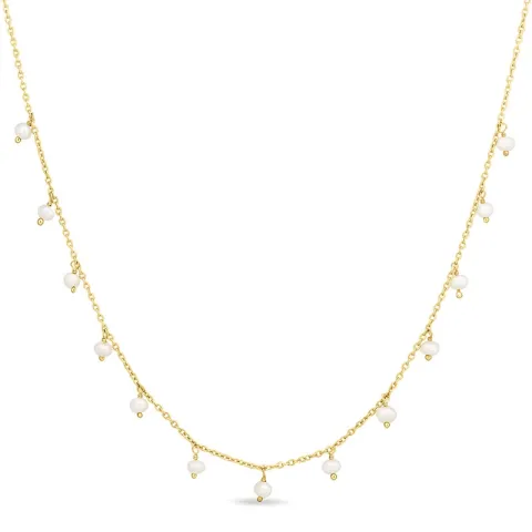 parel ketting in verguld sterlingzilver 38 + 5 cm x 4 mm