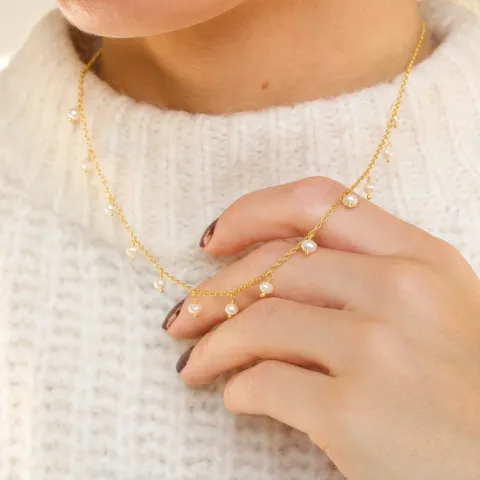 parel ketting in verguld sterlingzilver 38 + 5 cm x 4 mm