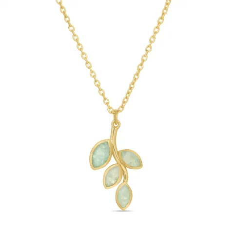groen aventurijn ketting in verguld sterlingzilver 42 + 3 cm x 13 mm