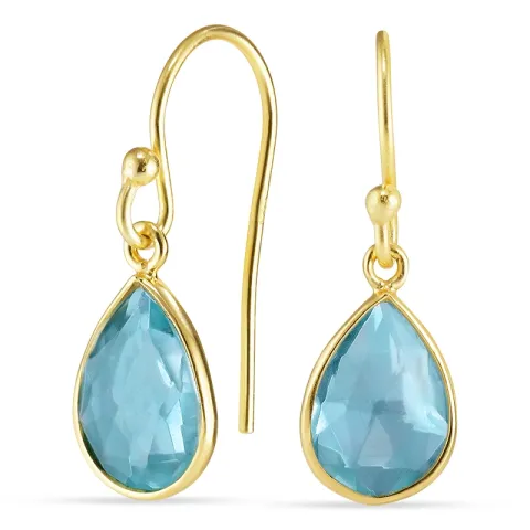 druppel blauwe kristal oorbellen in verguld zilver - Loom Stones
