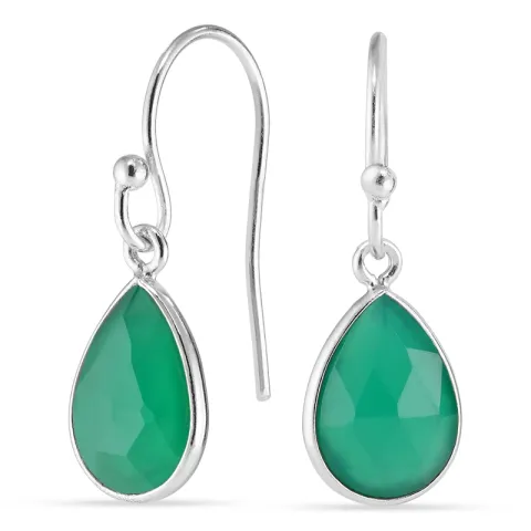 druppel groen onyx oorbellen in zilver