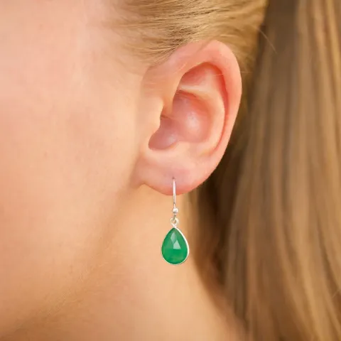 druppel groen onyx oorbellen in zilver