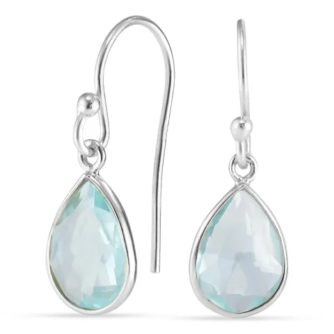druppel blauwe kristal oorbellen in zilver - Loom Stones