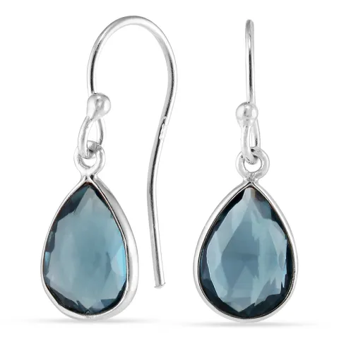 druppel donkerblauw kristal oorbellen in zilver