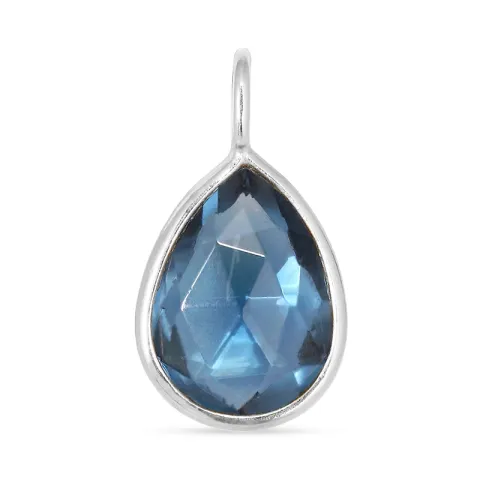 druppel donkerblauw kristal hanger in zilver