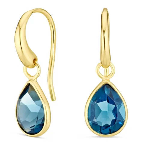 donkerblauw kristal oorbellen in verguld zilver - Loom Stones