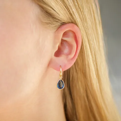 donkerblauw kristal oorbellen in verguld zilver - Loom Stones