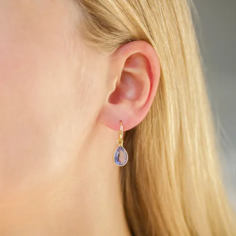 paarse kristal oorbellen in verguld zilver - Loom Stones