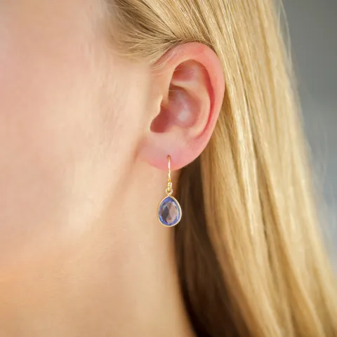 paarse kristal oorbellen in verguld zilver - Loom Stones